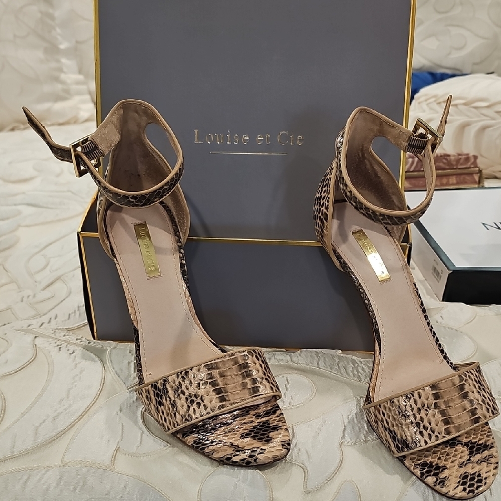 Louise et Cie Snakeskin Heels - Tan